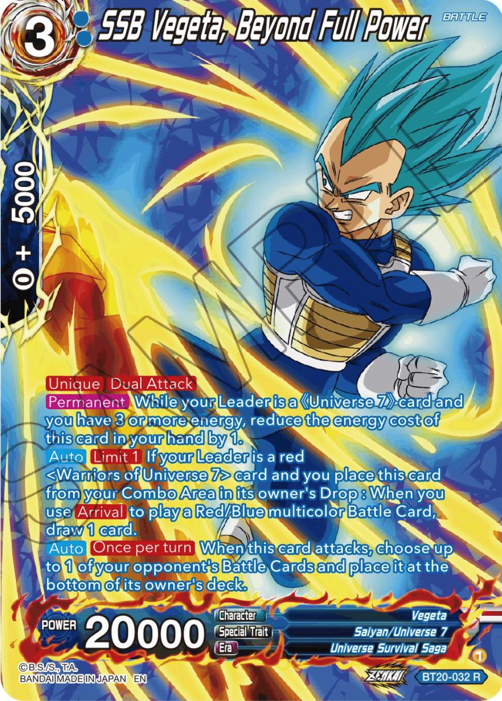 SSB Vegeta, Beyond Full Power (Silver Foil) (BT20-032) [Power Absorbed] | Black Swamp Games