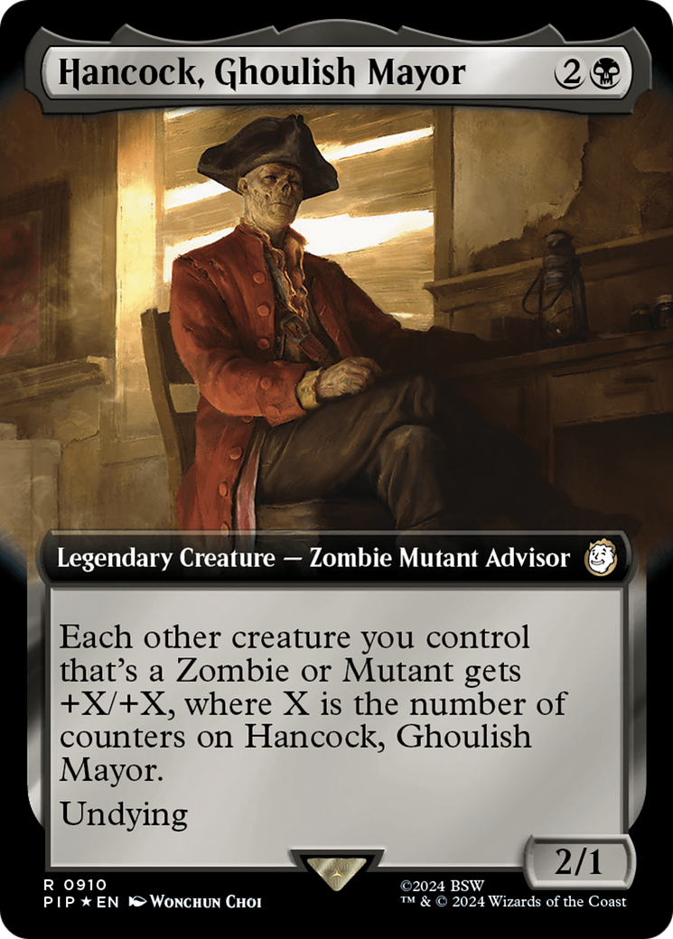 Hancock, Ghoulish Mayor (Extended Art) (Surge Foil) [Fallout] | Black Swamp Games