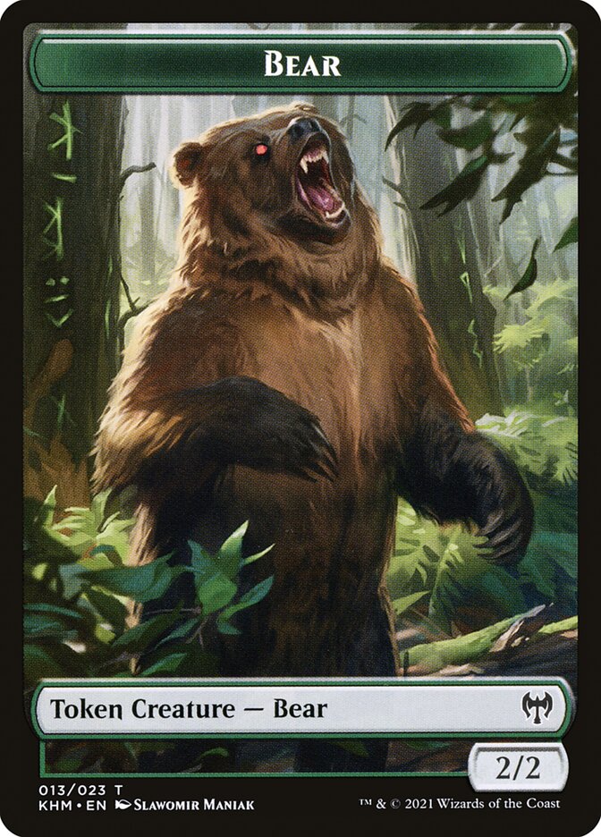 Human Warrior // Bear Double-Sided Token [Kaldheim Tokens] | Black Swamp Games