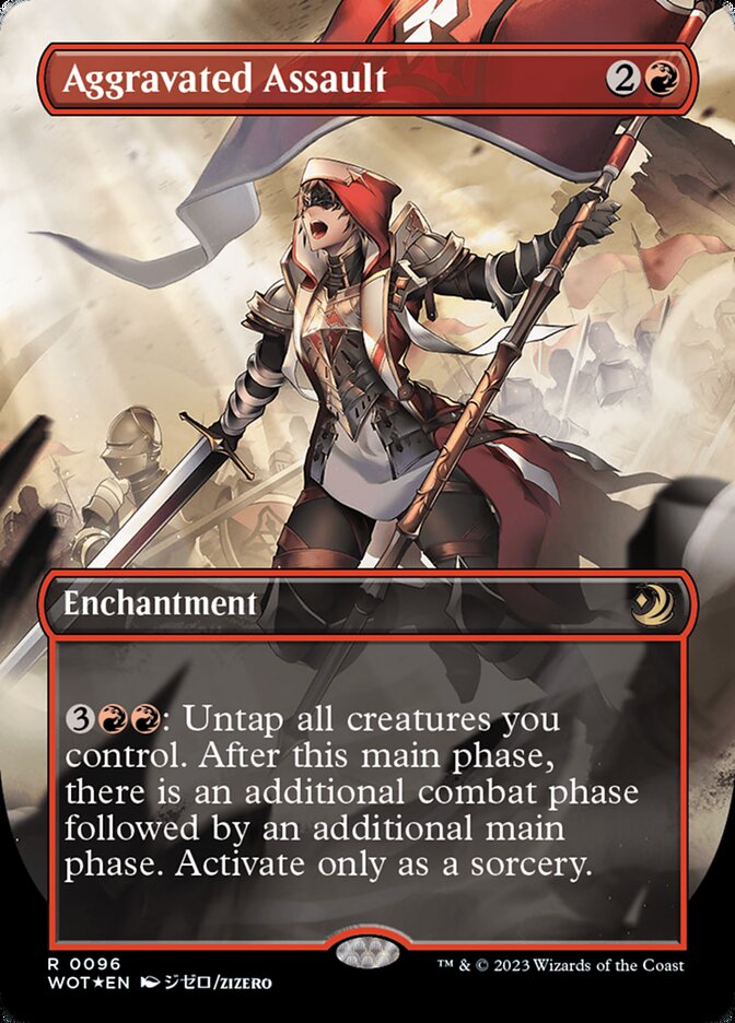 Aggravated Assault (Anime Borderless) (Confetti Foil) [Wilds of Eldraine: Enchanting Tales] | Black Swamp Games