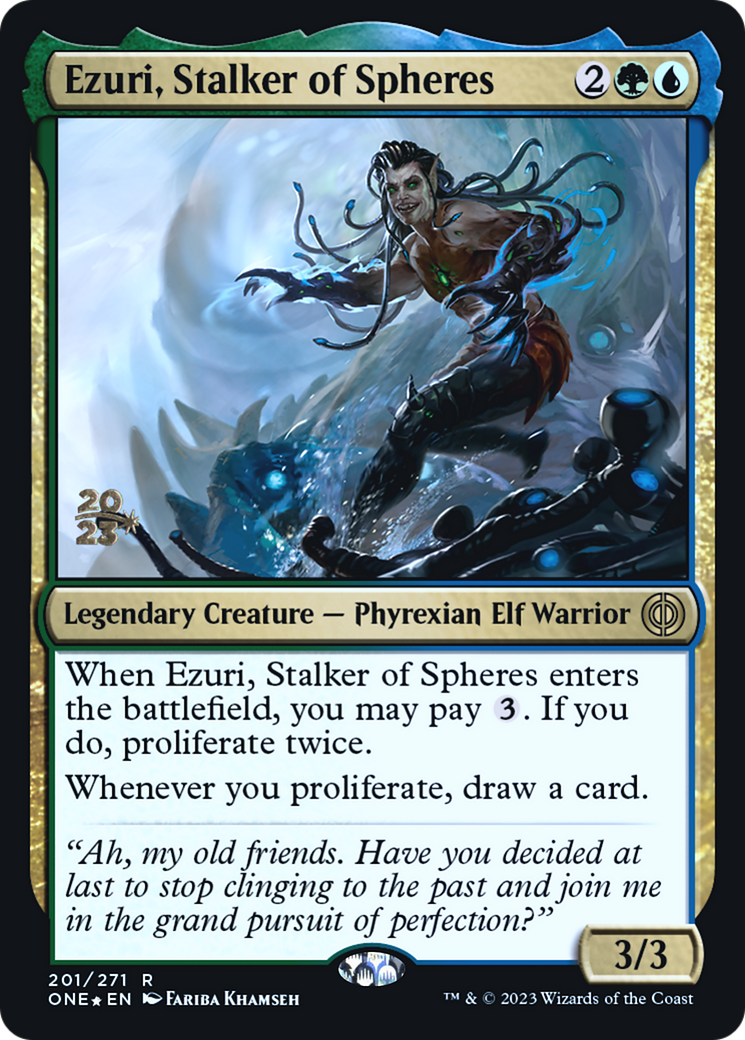 Ezuri, Stalker of Spheres [Phyrexia: All Will Be One Prerelease Promos] | Black Swamp Games