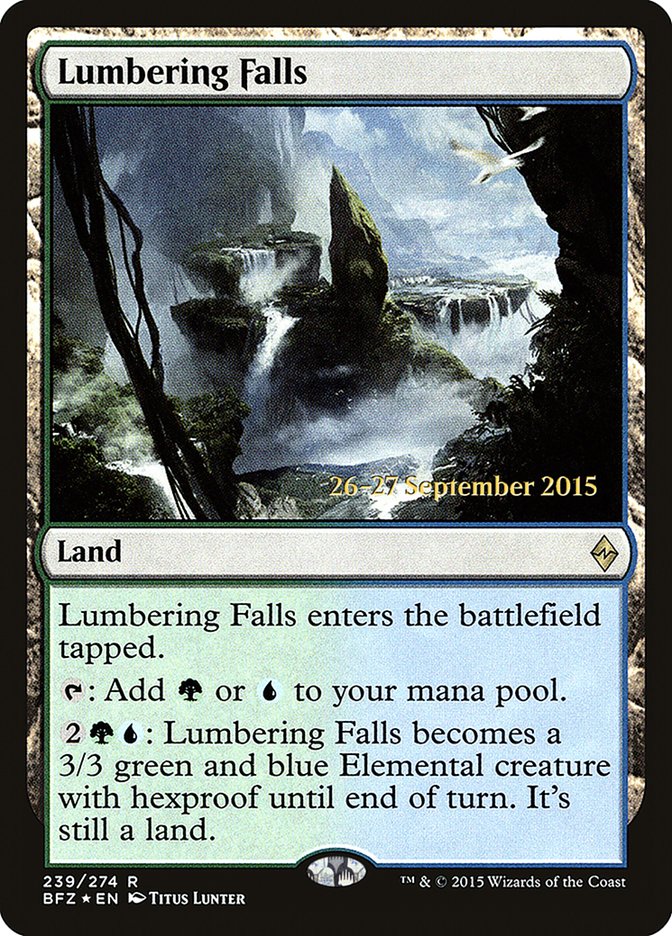 Lumbering Falls [Battle for Zendikar Prerelease Promos] | Black Swamp Games