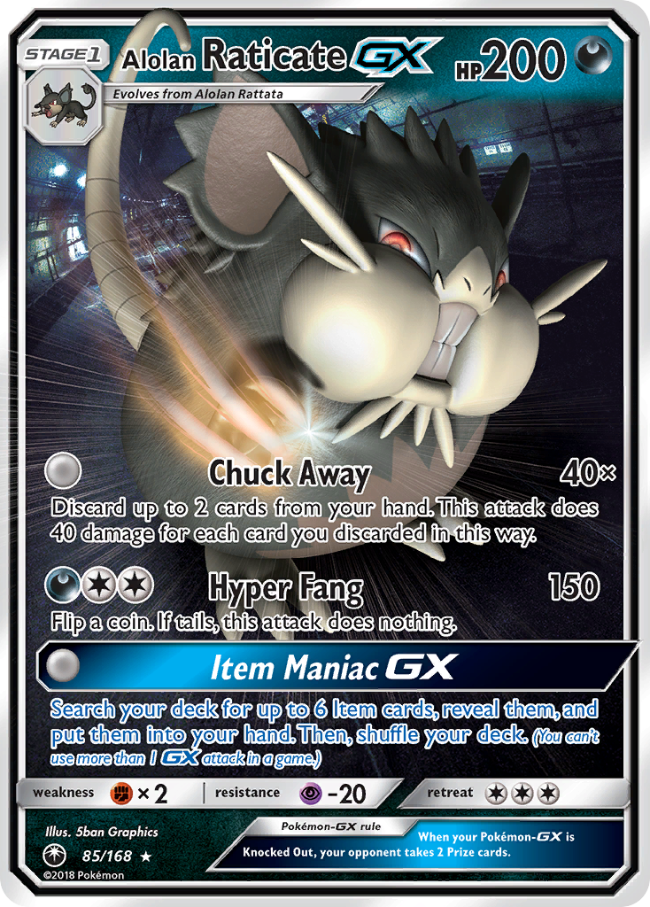 Alolan Raticate GX (85/168) [Sun & Moon: Celestial Storm] | Black Swamp Games