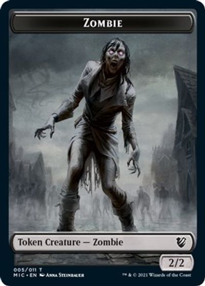 Zombie // Zombie Double-Sided Token (005 MIC/005 MID) [Innistrad: Midnight Hunt Commander Tokens] | Black Swamp Games