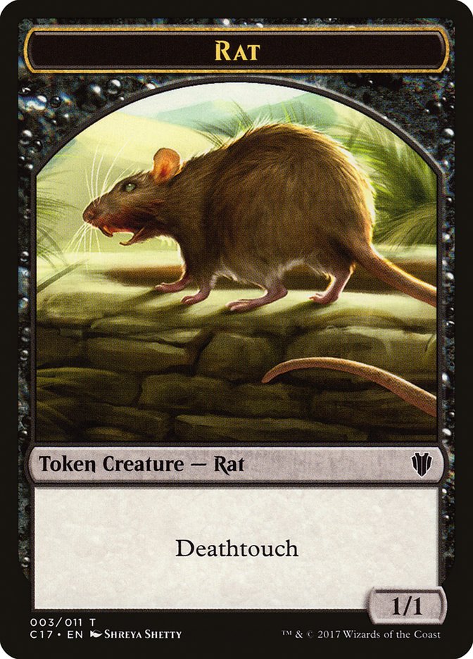 Cat Warrior (008) // Rat (003) Double-Sided Token [Commander 2017 Tokens] | Black Swamp Games