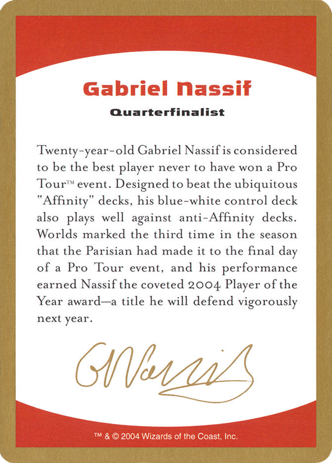 Gabriel Nassif Bio [World Championship Decks 2004] | Black Swamp Games