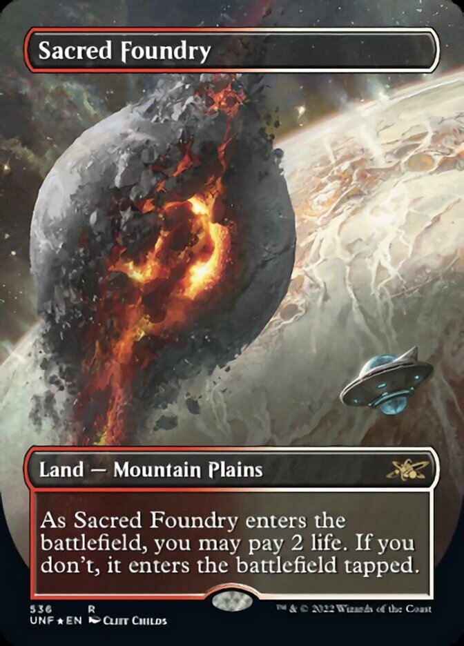 Sacred Foundry (Borderless) (Galaxy Foil) [Unfinity] | Black Swamp Games