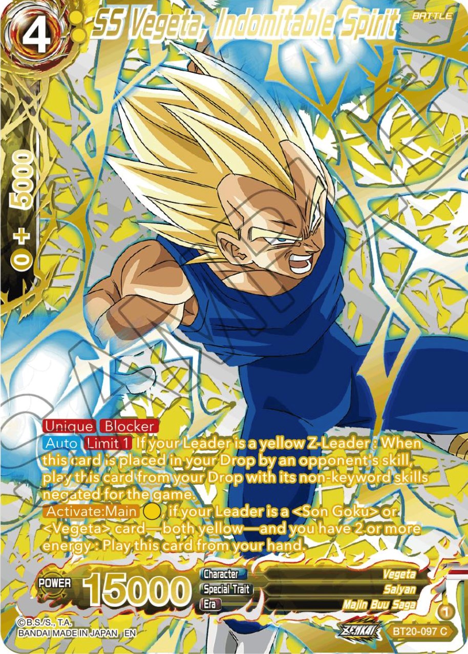 SS Vegeta, Indomitable Spirit (Gold-Stamped) (BT20-097) [Power Absorbed] | Black Swamp Games
