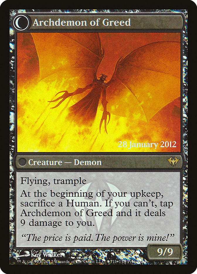 Ravenous Demon // Archdemon of Greed [Dark Ascension Prerelease Promos] | Black Swamp Games