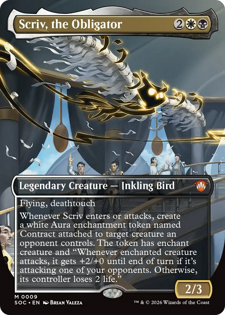 Scriv, the Obligator (Borderless) [Secrets of Strixhaven Commander] | Black Swamp Games