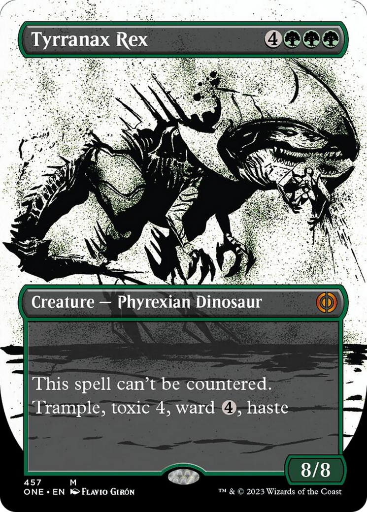 Tyrranax Rex (Borderless Ichor Step-and-Compleat Foil) [Phyrexia: All Will Be One] | Black Swamp Games
