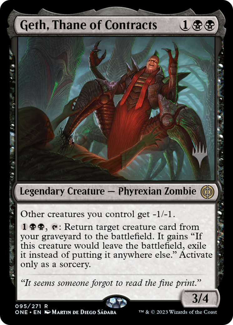 Geth, Thane of Contracts (Promo Pack) [Phyrexia: All Will Be One Promos] | Black Swamp Games