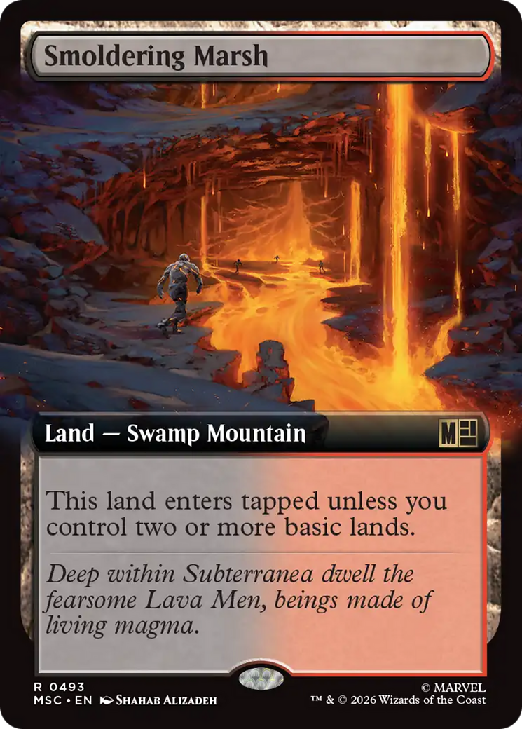Smoldering Marsh (Extended Art) [Marvel Super Heroes Commander] | Black Swamp Games