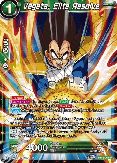 Vegeta, Elite Resolve (BT15-075) [Saiyan Showdown] | Black Swamp Games