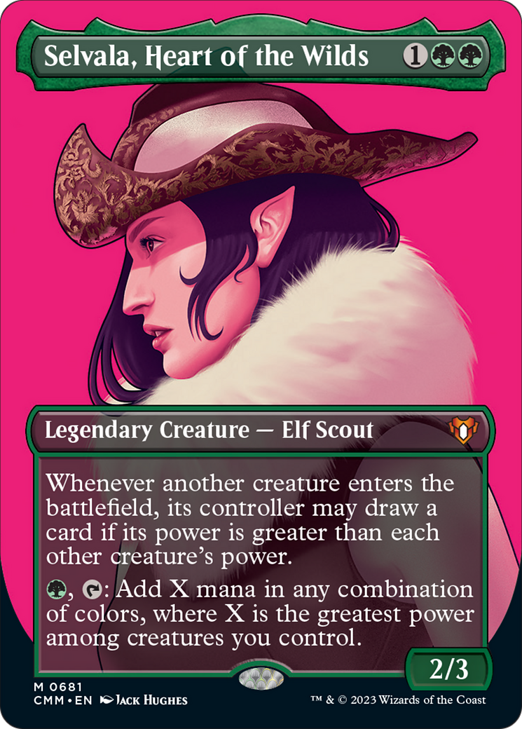 Selvala, Heart of the Wilds (Borderless Profile) [Commander Masters] | Black Swamp Games