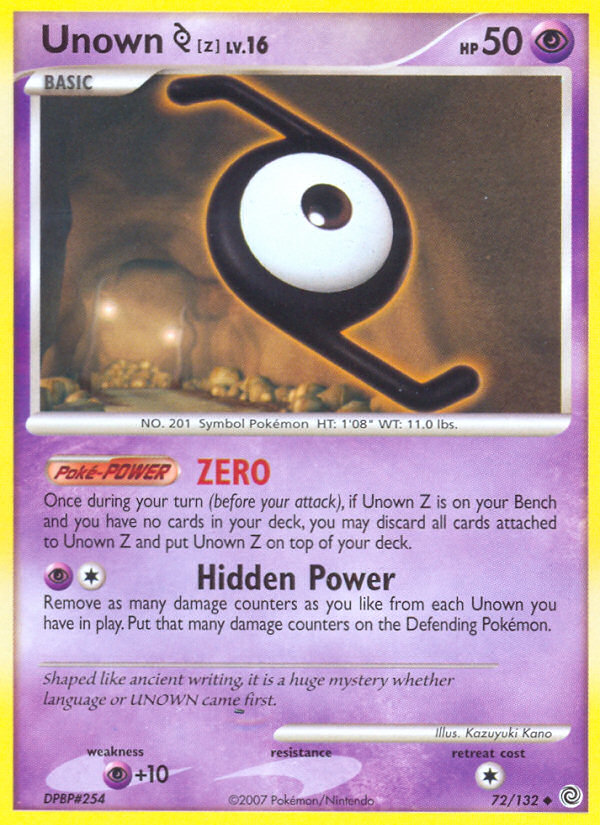 Unown Z (72/132) [Diamond & Pearl: Secret Wonders] | Black Swamp Games