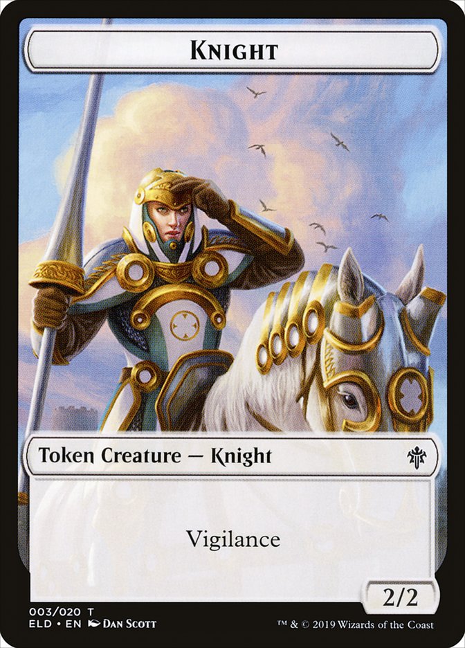 Knight Token [Throne of Eldraine Tokens] | Black Swamp Games