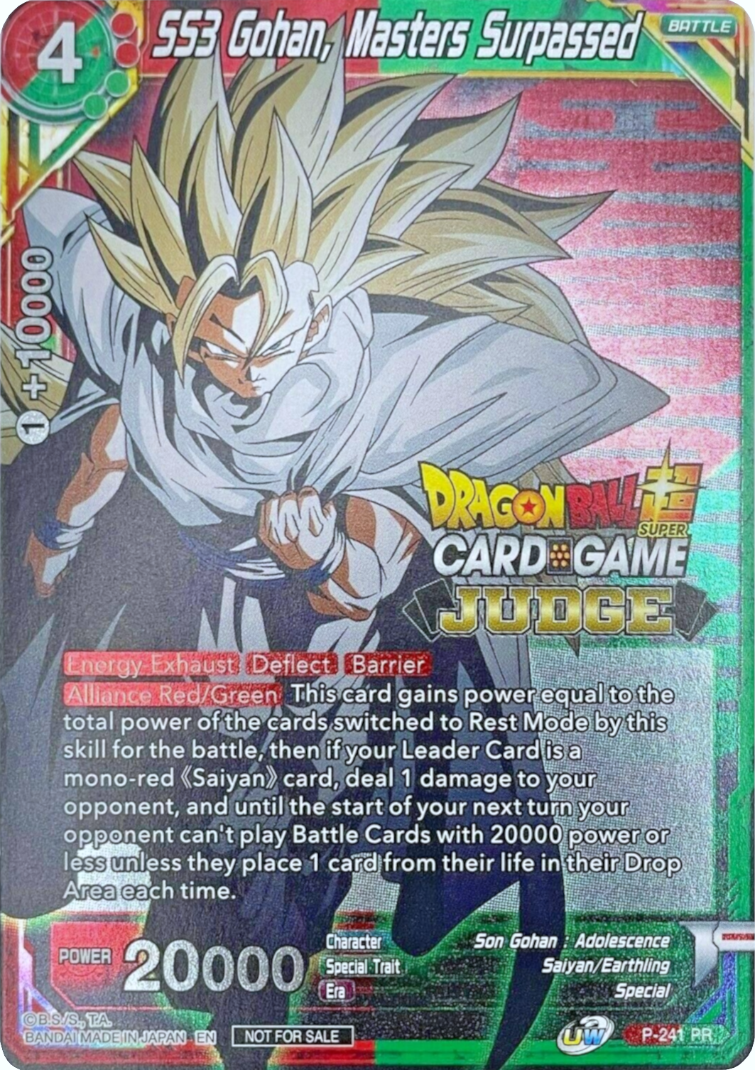 SS3 Gohan, Masters Surpassed (Level 2) (P-241) [Promotion Cards] | Black Swamp Games