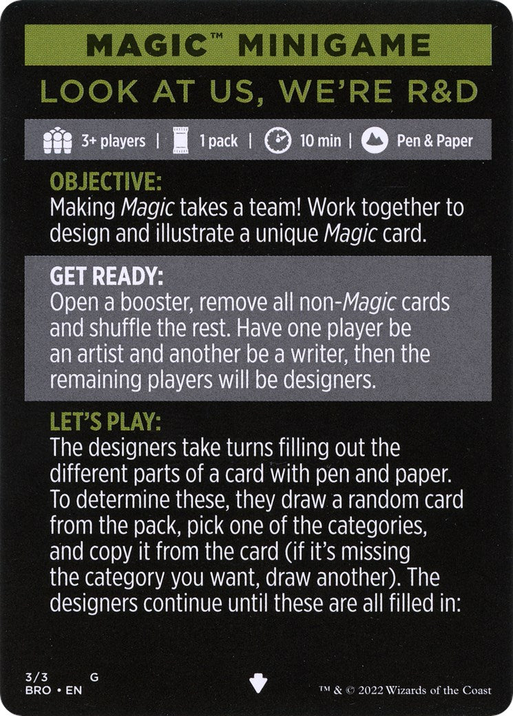 Look at Us, We're R&D (Magic Minigame) [The Brothers' War Minigame] | Black Swamp Games