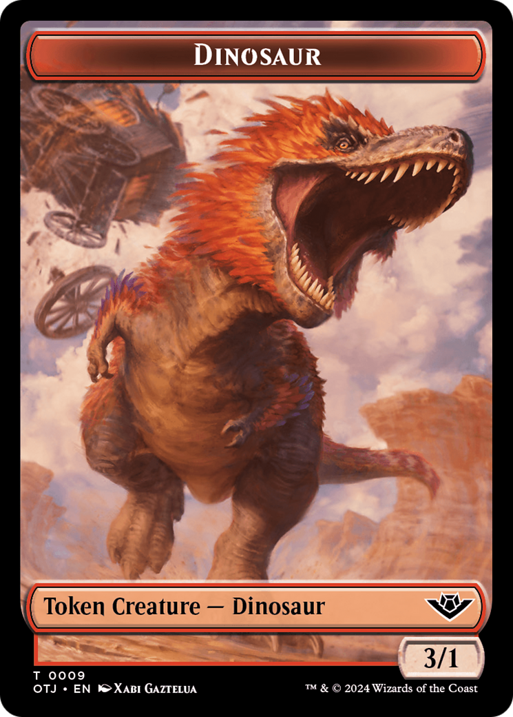Mercenary // Dinosaur Double-Sided Token [Outlaws of Thunder Junction Tokens] | Black Swamp Games