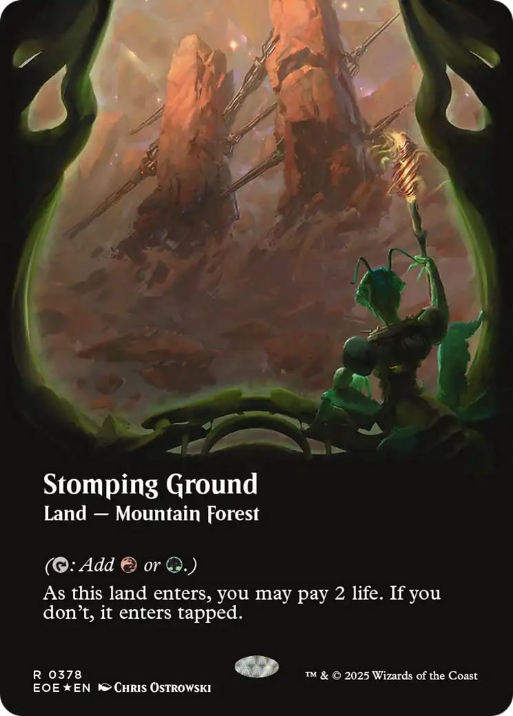 Stomping Ground (Borderless) (Galaxy Foil) [Edge of Eternities] | Black Swamp Games