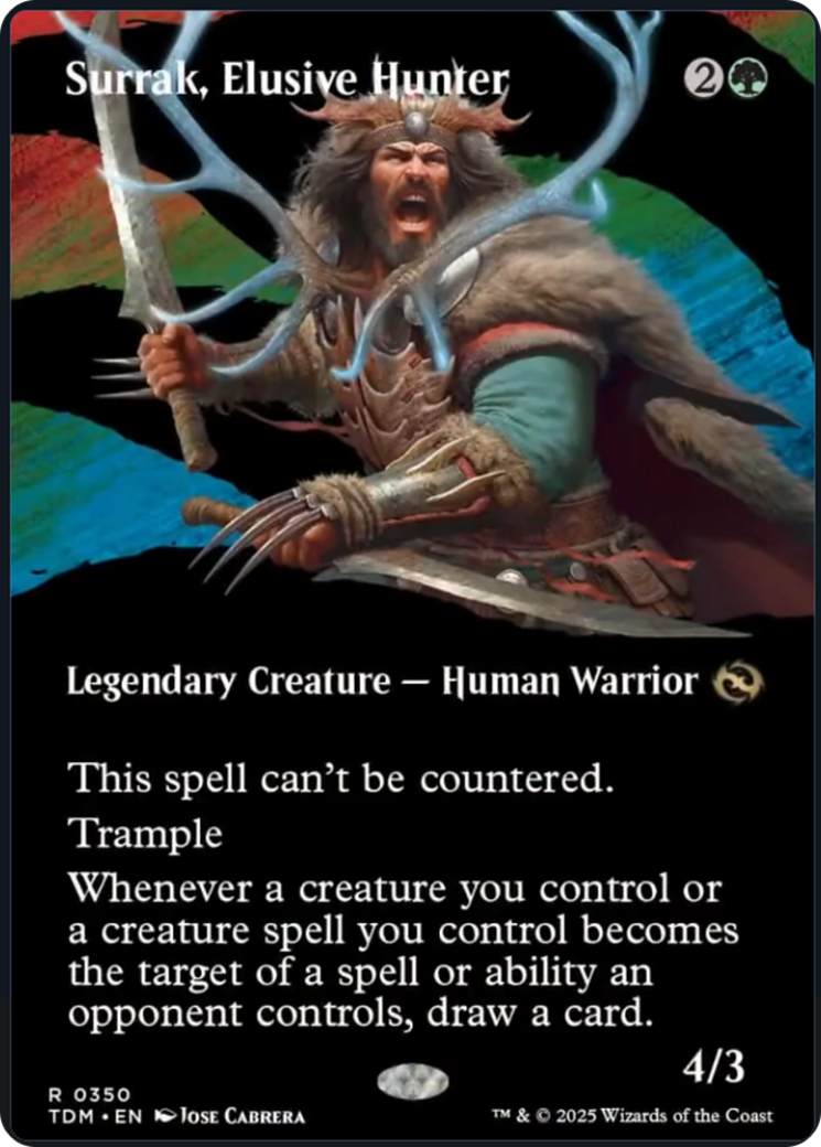 Surrak, Elusive Hunter (Borderless) [Tarkir: Dragonstorm] | Black Swamp Games