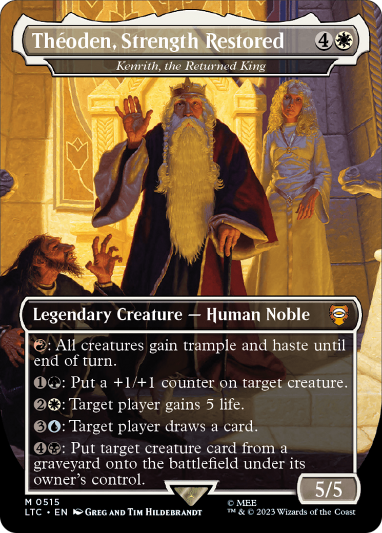 Theoden, Strength Restored - Kenrith, the Returned King (Borderless) [The Lord of the Rings: Tales of Middle-Earth Commander] | Black Swamp Games