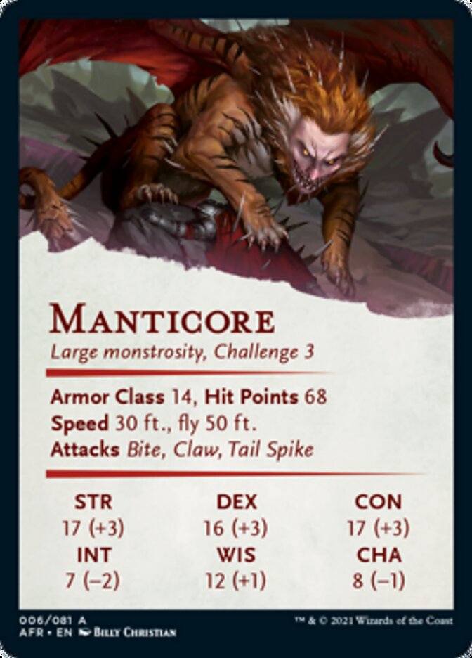 Manticore Art Card [Dungeons & Dragons: Adventures in the Forgotten Realms Art Series] | Black Swamp Games