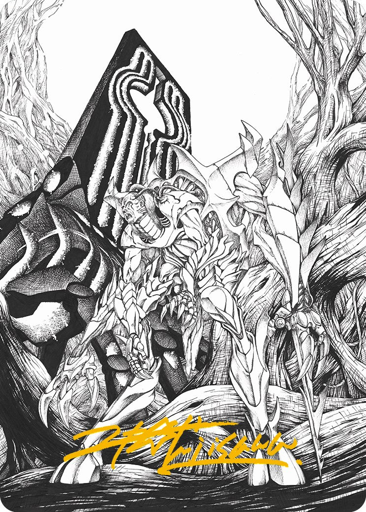 Lukka, Bound to Ruin Art Card (Gold-Stamped Signature) [Phyrexia: All Will Be One Art Series] | Black Swamp Games