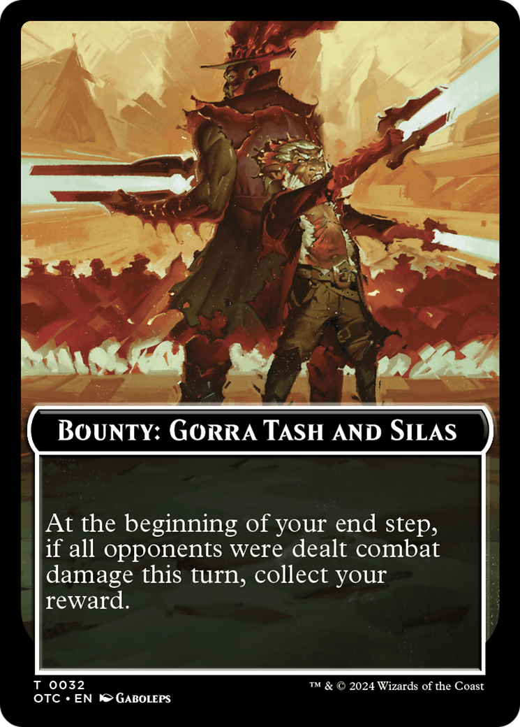 Bounty: Gorra Tash and Silas // Bounty Rules Double-Sided Token [Outlaws of Thunder Junction Commander Tokens] | Black Swamp Games