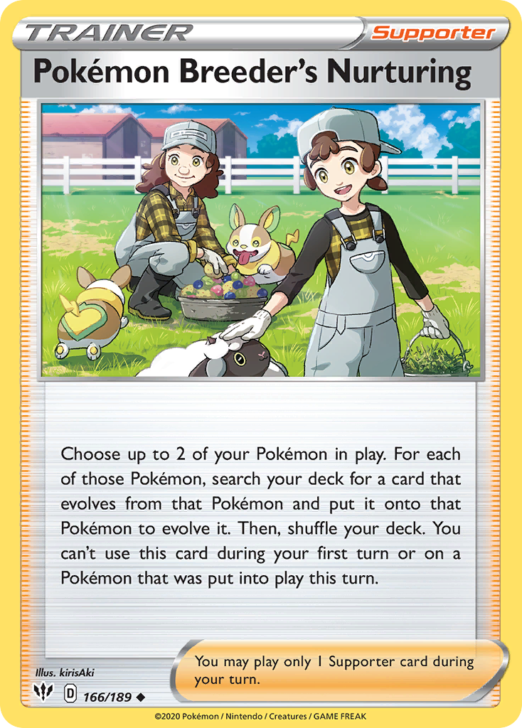 Pokemon Breeder's Nurturing (166/189) [Sword & Shield: Darkness Ablaze] | Black Swamp Games