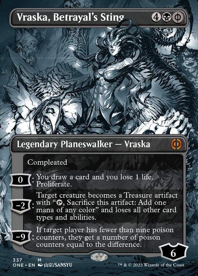 Vraska, Betrayal's Sting (Borderless Manga) [Phyrexia: All Will Be One] | Black Swamp Games