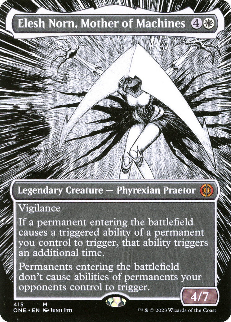 Elesh Norn, Mother of Machines (Borderless Manga) [Phyrexia: All Will Be One] | Black Swamp Games
