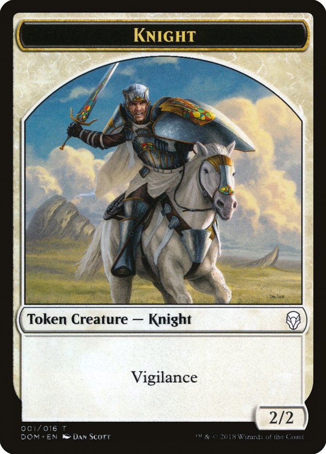 Knight Token (001/016) [Dominaria Tokens] | Black Swamp Games