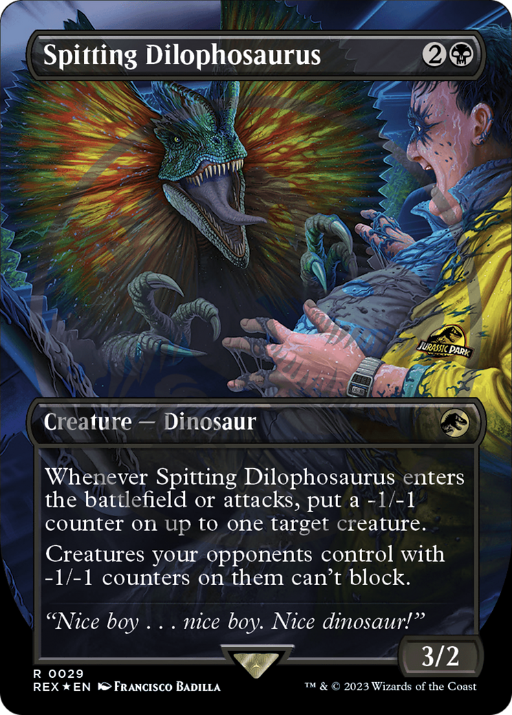 Spitting Dilophosaurus (Emblem) (Borderless) [Jurassic World Collection Tokens] | Black Swamp Games