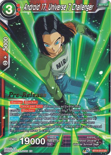 Android 17, Universe 7 Challenger (BT14-012) [Cross Spirits Prerelease Promos] | Black Swamp Games