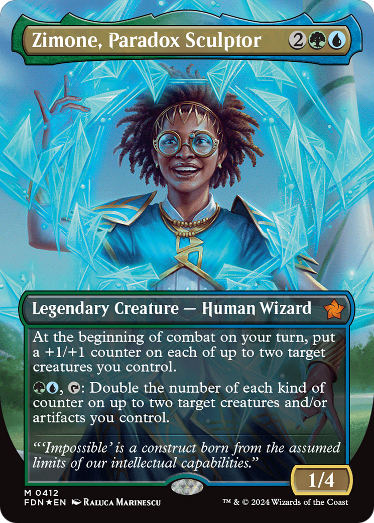 Zimone, Paradox Sculptor (Borderless) (Mana Foil) [Foundations] | Black Swamp Games