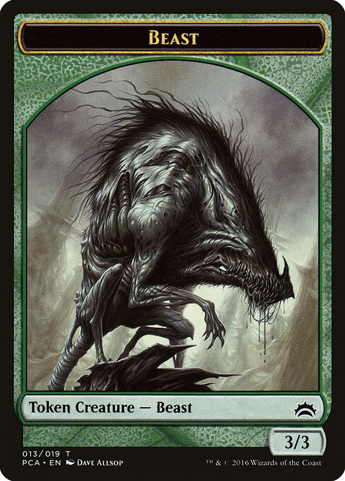 Beast // Saproling Double-Sided Token [Planechase Anthology Tokens] | Black Swamp Games