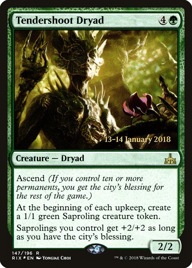 Tendershoot Dryad [Rivals of Ixalan Prerelease Promos] | Black Swamp Games