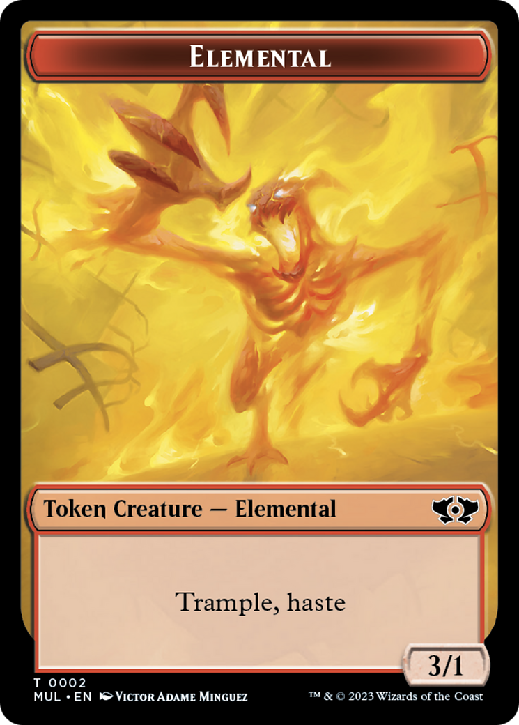 Elemental (2) // Teferi Akosa of Zhalfir Emblem Double-Sided Token [March of the Machine Tokens] | Black Swamp Games