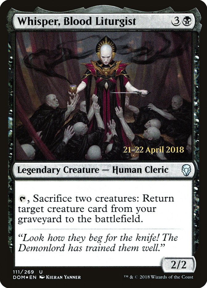 Whisper, Blood Liturgist [Dominaria Prerelease Promos] | Black Swamp Games