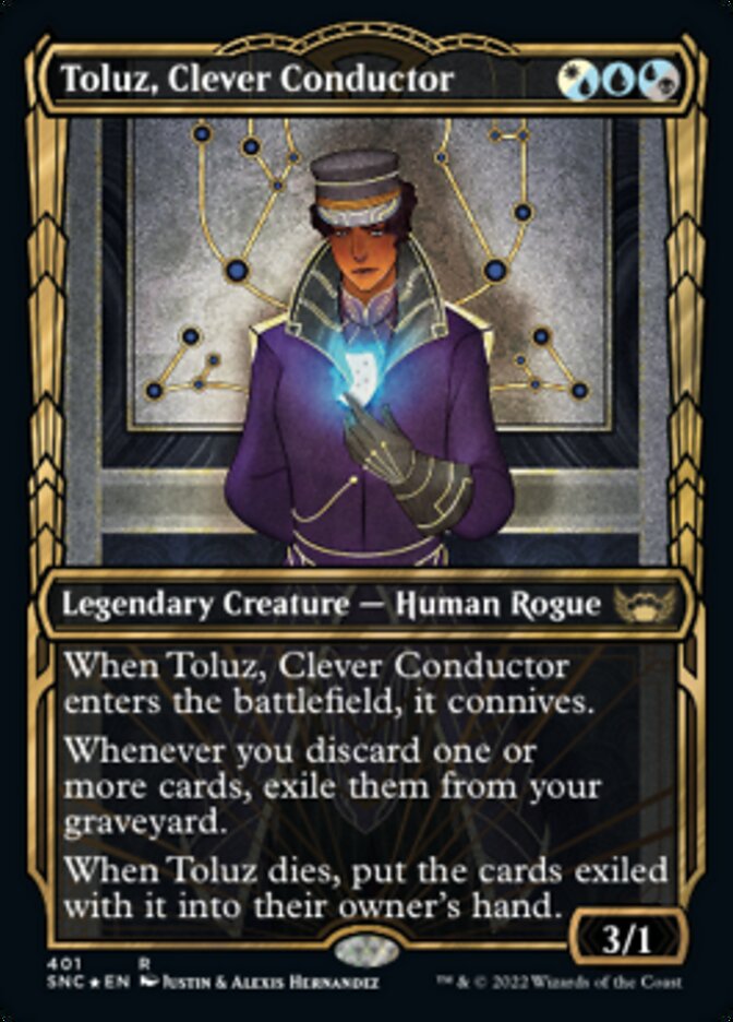 Toluz, Clever Conductor (Showcase Golden Age Gilded Foil) [Streets of New Capenna] | Black Swamp Games