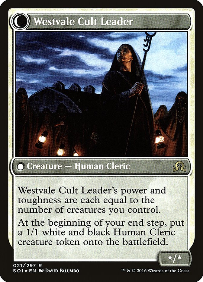 Hanweir Militia Captain // Westvale Cult Leader [Shadows over Innistrad Prerelease Promos] | Black Swamp Games