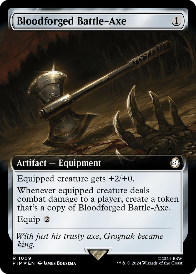 Bloodforged Battle-Axe (Extended Art) (Surge Foil) [Fallout] | Black Swamp Games