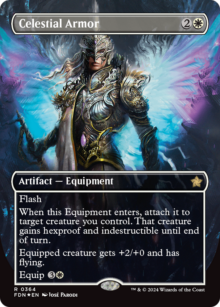 Celestial Armor (Borderless) (Mana Foil) [Foundations] | Black Swamp Games