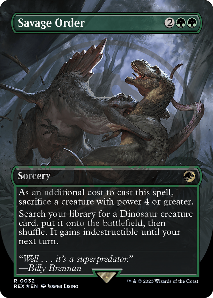 Savage Order (Emblem) (Borderless) [Jurassic World Collection Tokens] | Black Swamp Games