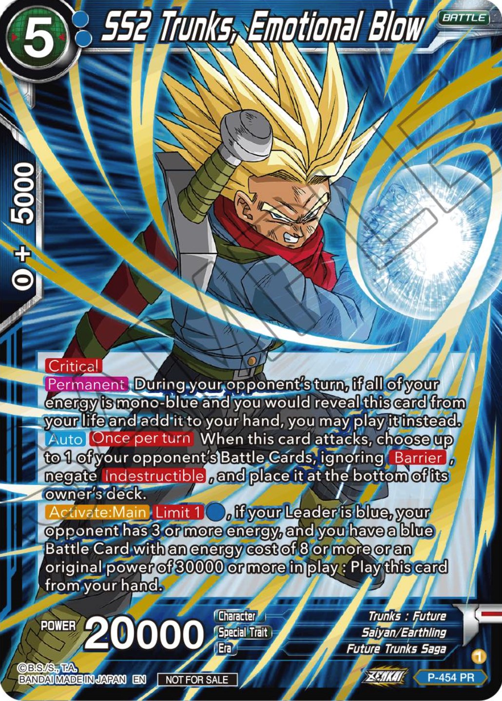 SS2 Trunks, Emotional Blow (Championship Selection Pack 2023 Vol.1) (Holo) (P-454) [Tournament Promotion Cards] | Black Swamp Games