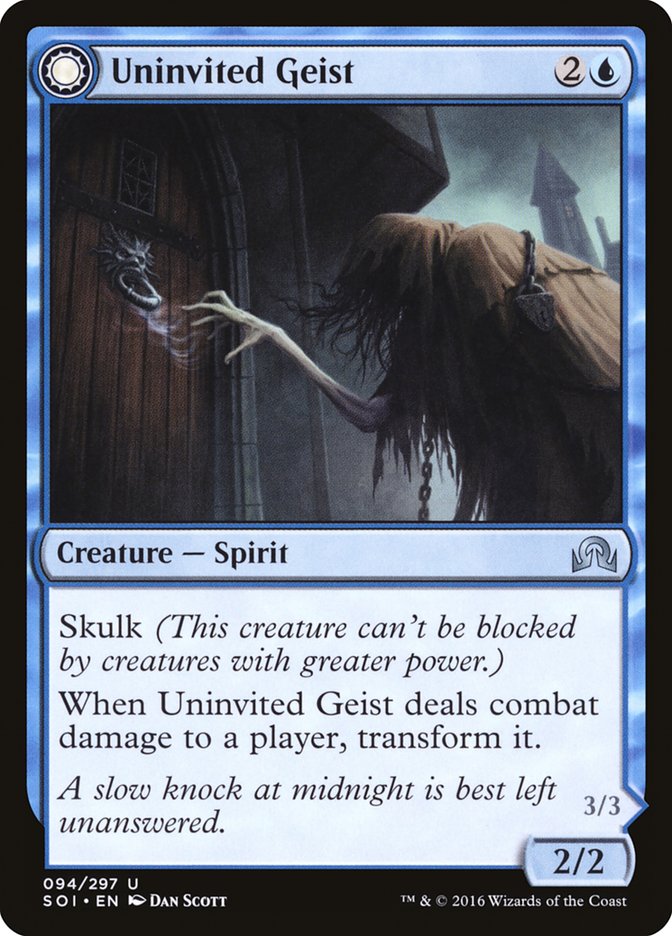 Uninvited Geist // Unimpeded Trespasser [Shadows over Innistrad] | Black Swamp Games