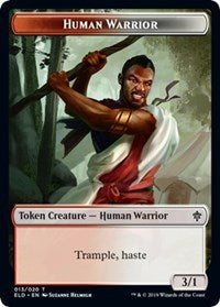 Human Warrior // Food (18) Double-Sided Token [Throne of Eldraine Tokens] | Black Swamp Games