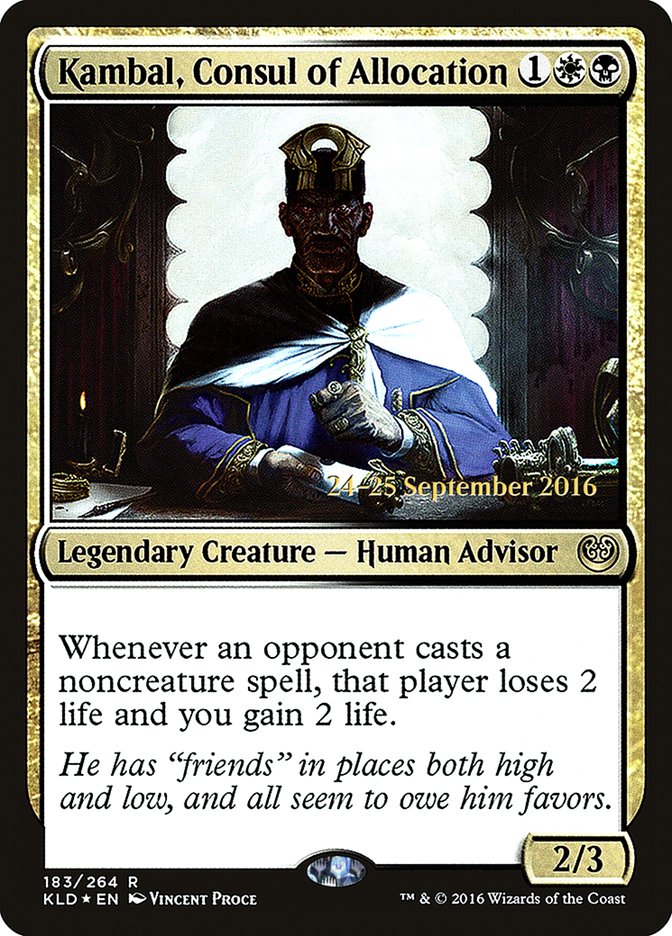 Kambal, Consul of Allocation [Kaladesh Prerelease Promos] | Black Swamp Games